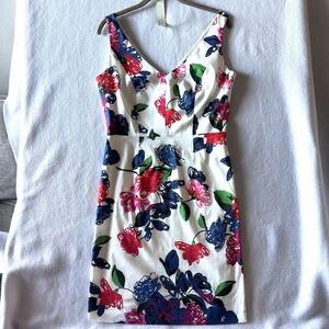 Milly US 6 Sleeveless Shift Dress Floral Lined Wedding Guest Career Tea Time‎